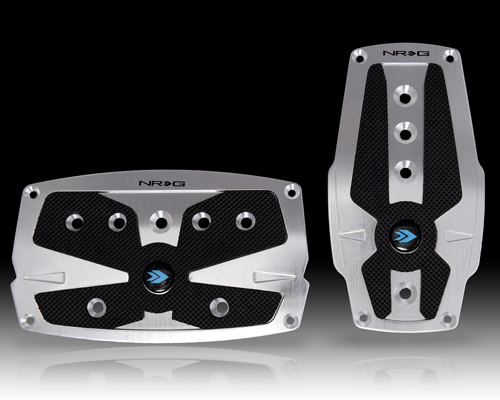 NRG  Brushed Silver aliminum sport pedal w/ Black rubber inserts AT