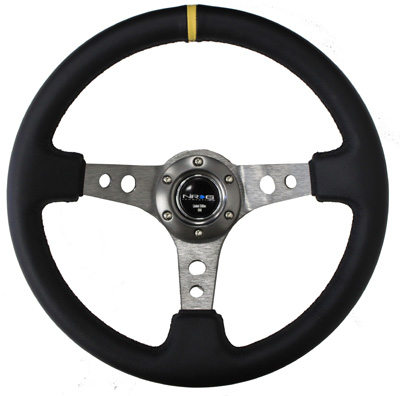 NRG  350mm Sport Steering Wheel (3" Deep) - Gun Metal Spokes