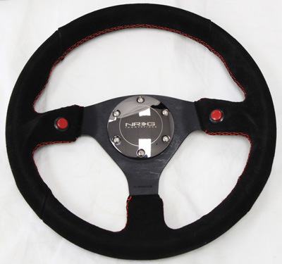 NRG  320mm Sport Suede Steering Wheel w/ Dual Button