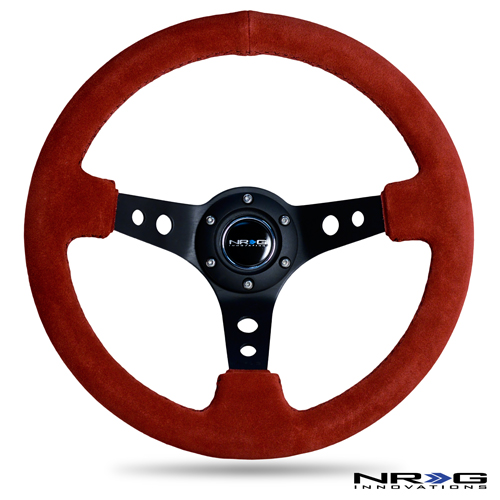 NRG  350MM Sport Steering Wheel (3" Deep) - Red Suede