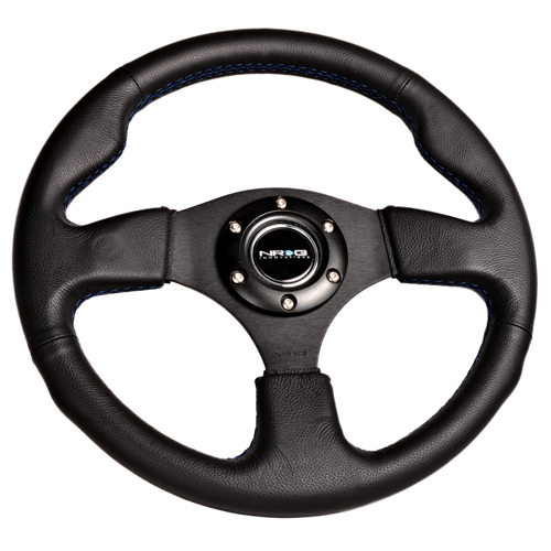NRG  320mm Sport Leather Steering Wheel w/ Blue stitch