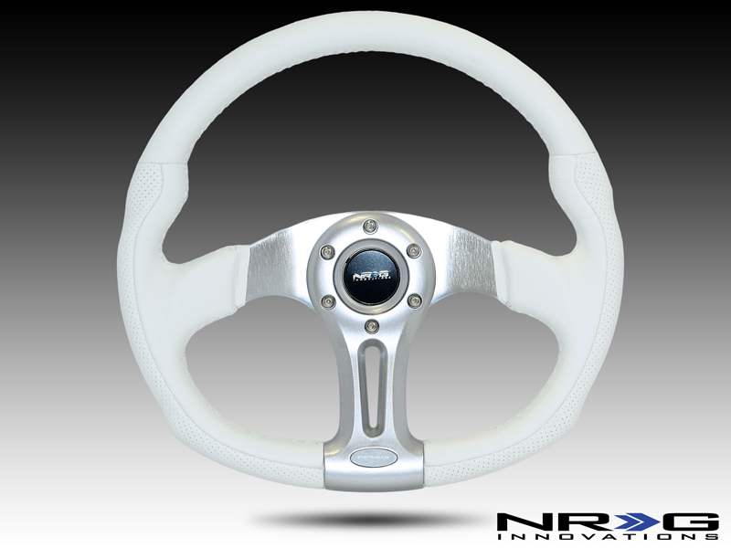 NRG  350mm "Storm Trooper" Sport White Leather with white stitching Steering Wheel Oval