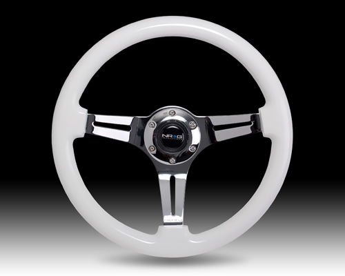 NRG  Classic Wood Grain Wheel - 350mm 3 Brushed alluminum spokes - Glow-n-dark