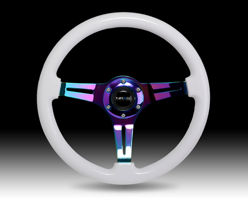 NRG  Classic Wood Grain Wheel - 350mm 3 Neochromw spokes - White Paint Grip