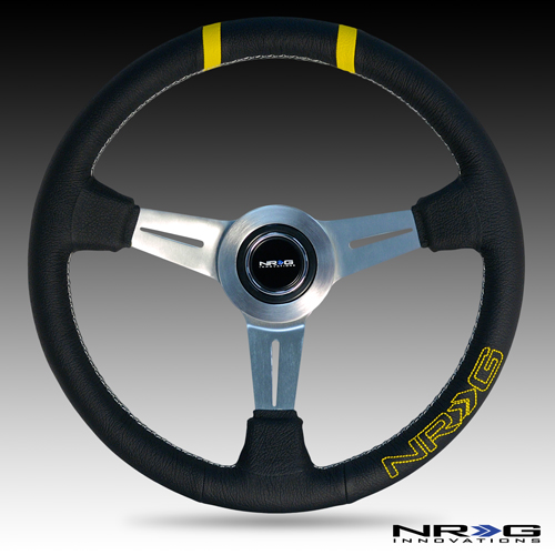 NRG  360mm "bumble Bee" Sport Wheel - Blk Leather w/ double ylw Center mark