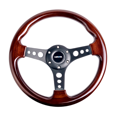 NRG  Classic Wood Grain Wheel, 330mm, 3 spoke center in black, darker wood