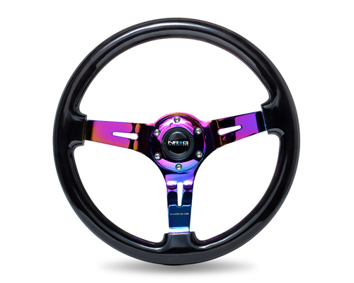 NRG  Classic Black Wood Grain Wheel (3" Deep), 350mm, 3 spoke center in Neochrome
