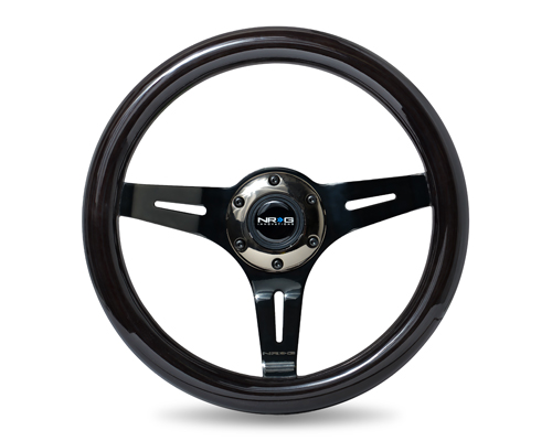 NRG  Classic Black Wood Grain Wheel, 310mm, 3 spoke center in Black Chrome