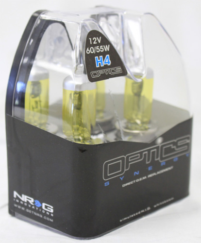NRG Fog Light High Beam Bulbs Yellow H4 - Optics 12V 60/55W (Pair) - Yellow