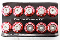 NRG  Fender Washer Kit, Set of 10, Red, Rivets for Plastic