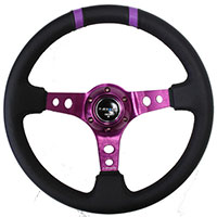 NRG  350mm Sport Steering Wheel (3" Deep) Purple w/ Purple Double Center Marking