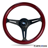 NRG  Classic Wood Grain Wheel, 350mm 3 black spokes, red pearl/flake paint
