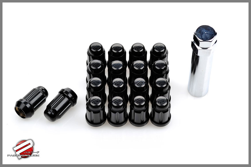 Password:JDM Micro Locking 12x1.5mm 20pc Lug Nuts, Black w/Key 
