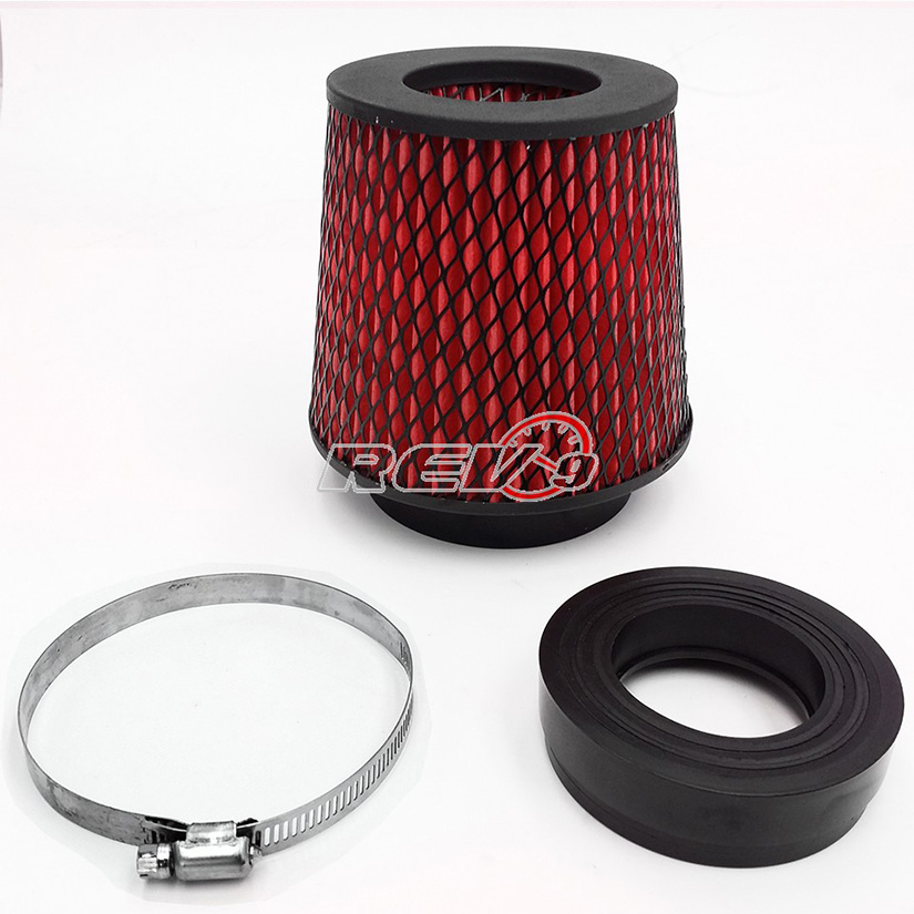 REV9POWER Universal high performance intake cone w adaptor from 2.25" to 4" (red)
