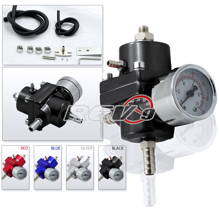 REV9POWER Fuel Pressure Regulator with gauge (black)