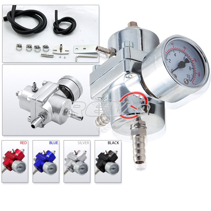 REV9POWER Fuel Pressure Regulator with gauge (silver)