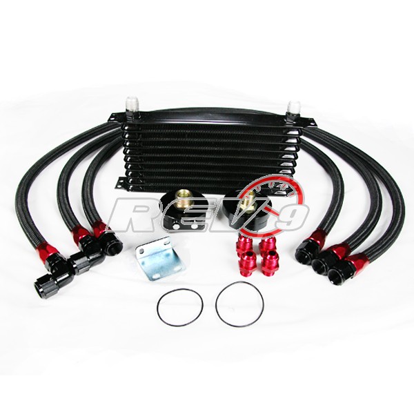 REV9POWER Universal 10 Row Oil Cooler With Oil Filter Relocation Kit