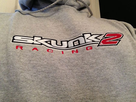 SKUNK2 RACING HOODED EMBROIDERED-LOGO SWEATSHIRT - M GREY