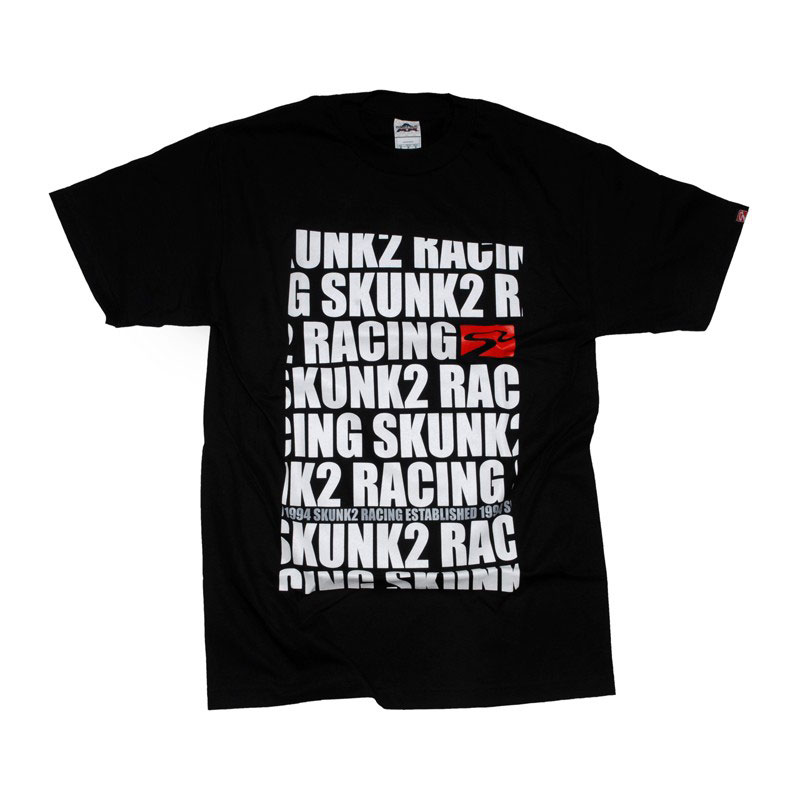 SKUNK2 RACING "SLANTED TEXT ART" TEE (BLACK) - L BLACK 