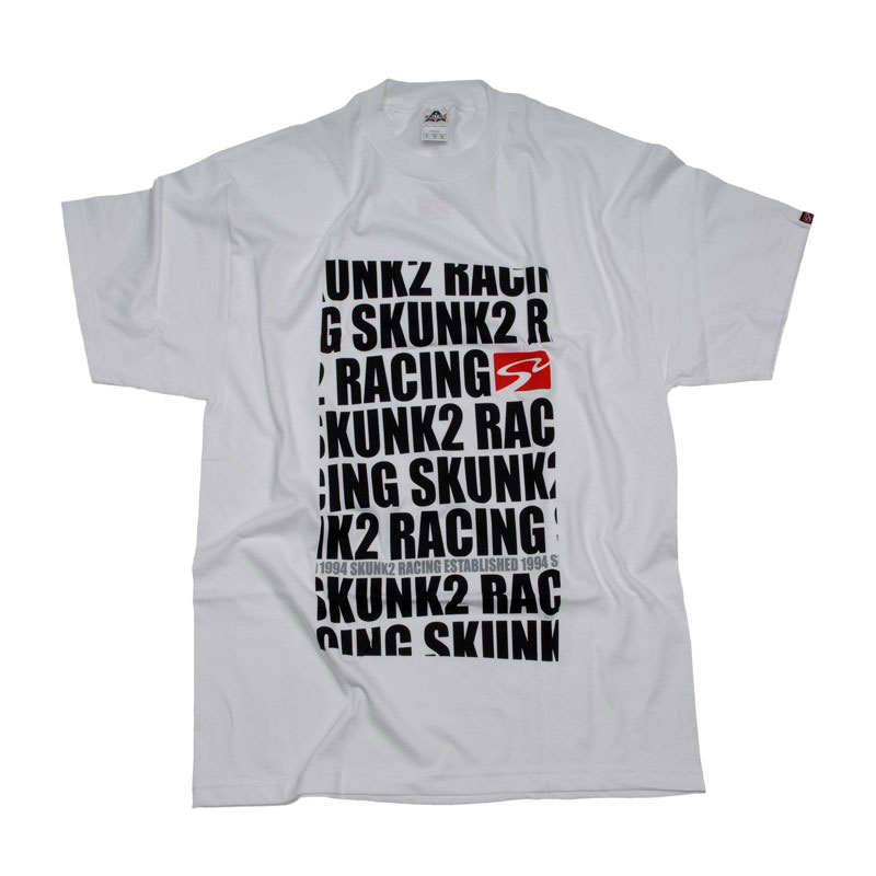 SKUNK2 RACING "SLANTED TEXT ART" TEE (WHITE) - XXL WHITE 