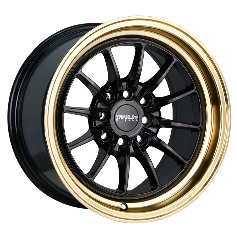 TRAKLITE CHICANE 15X8.25 4X100/114.3 ET20 GLOSS BLACK COPPER LIP