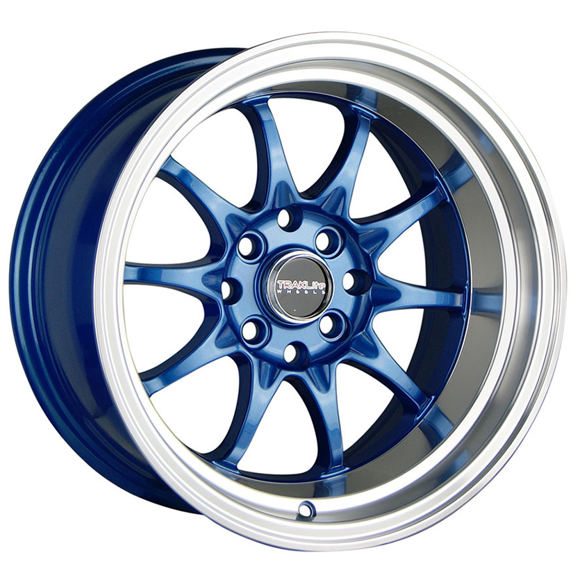 TRAKLITE HOLESHOT 15X8 4X100/114.3 ET0 FLAME BLUE POLISHED LIP