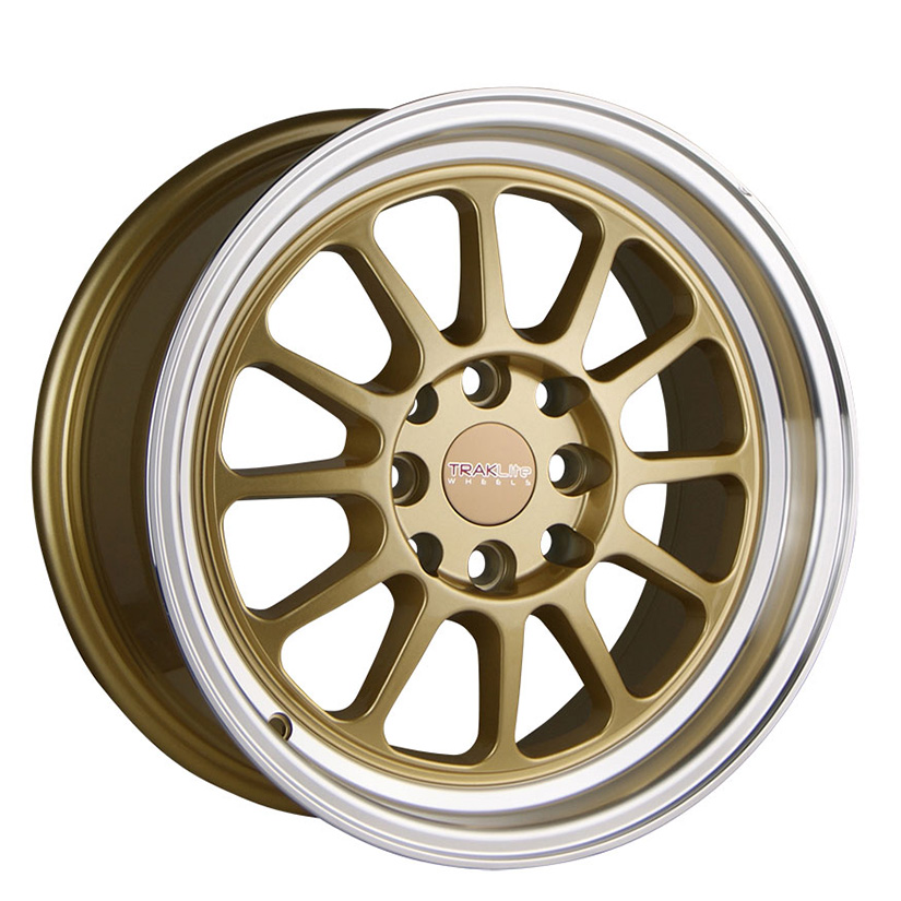 TRAKLITE THROTTLE 15X7 4X100/114.3 ET35 CHAMPION GOLD POLISHED LIP