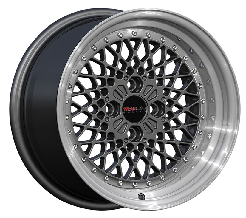 TRAKLITE TURBULANCE 18X9.75 5X114.3 ET20 MATT BLACK CHROME RIVETS