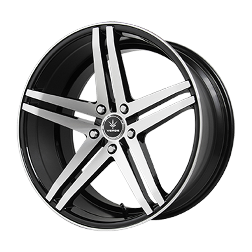 Verde Parallax Wheel Rim 22x9 5x115 ET32 74.1 Gloss Black/ Machined